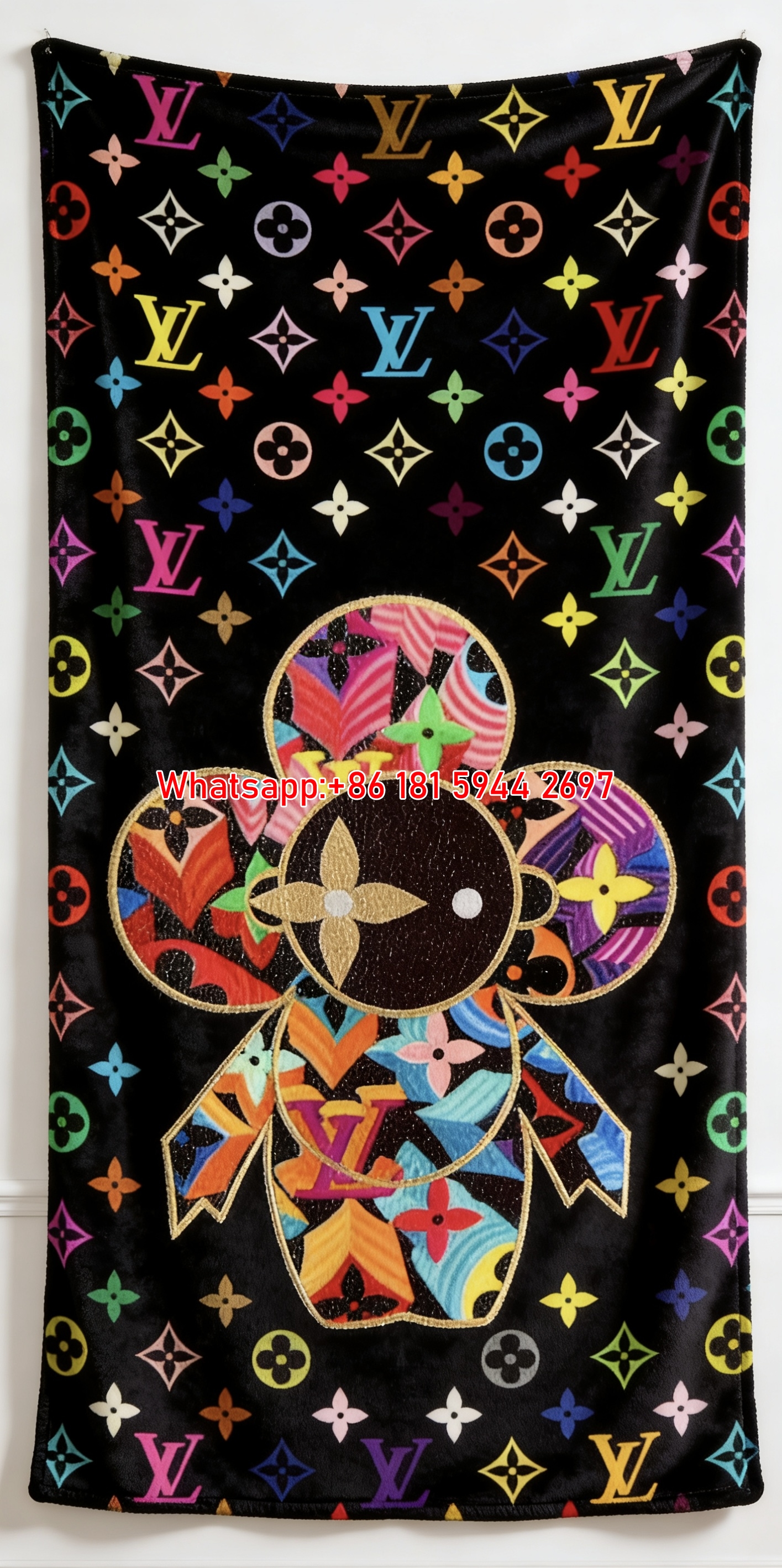 Colorful LV Monogram Flannel Throw Blanket 327